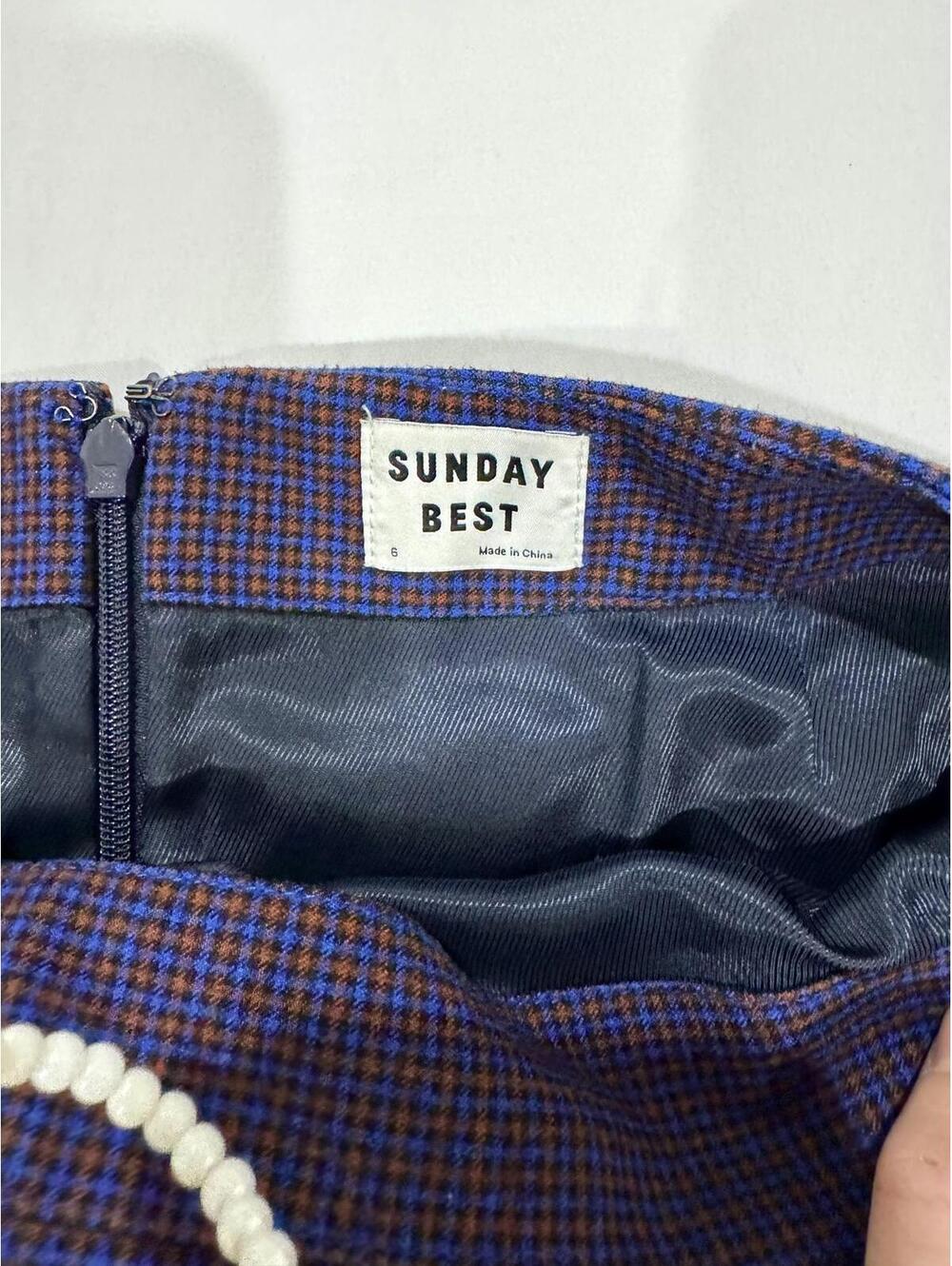 Sunday Best Aritzia Blue Multicolore Plaid Zipper Short Mini Skirt- Size 6 - Picture 4 of 8
